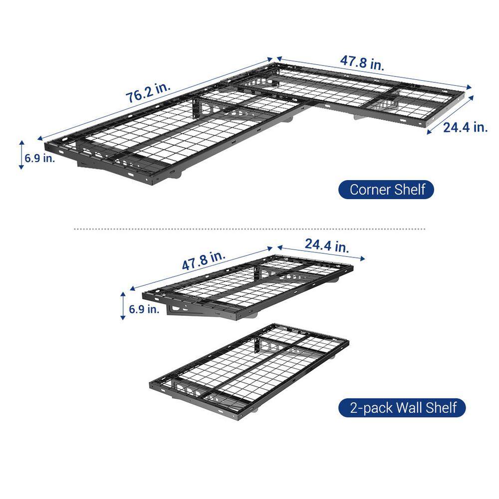 FLEXIMOUNTS 24.4 in. x 47.8 in. Heavy Duty Steel Garage Wall Shelf WRC24B-E