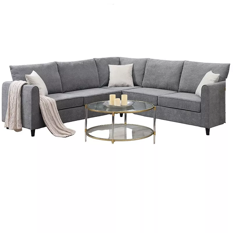 F.c Design Modern Upholstered L Shaped Living Room Sectional Sofa， Furniture Couch 3 Pillows