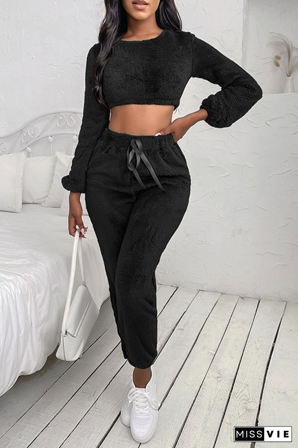 Long Sleeve Crop Tops & Pants Sports Set Wholesale