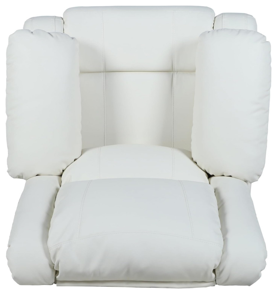 Comfortable Recliner  Faux Leather Seat With Pillow Back  ampPlush Arms  Cream   Contemporary   Recliner Chairs   by Decor Love  Houzz