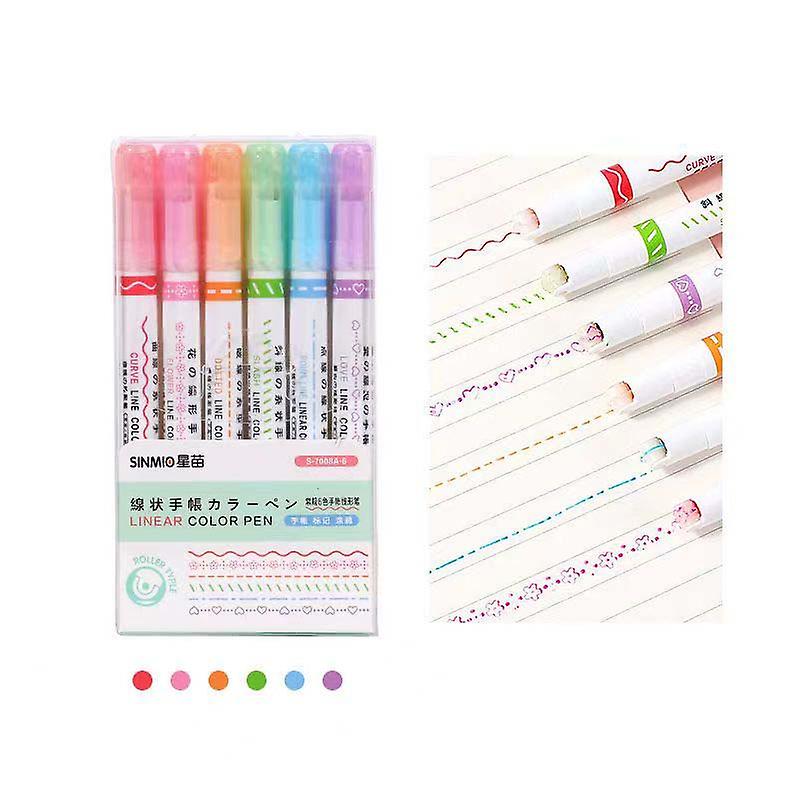 Dual Tip Pens With 6 Different Curve Shapes-6pcs