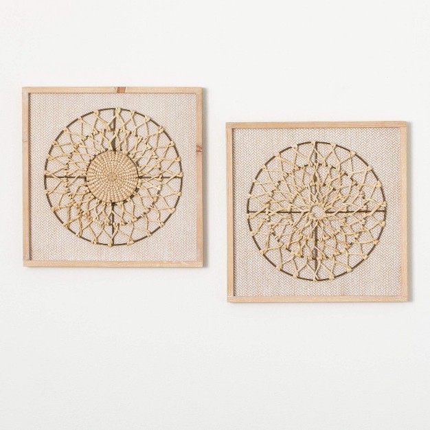 Boho Woven Mandala Wall Decor Set Of 2 Wood