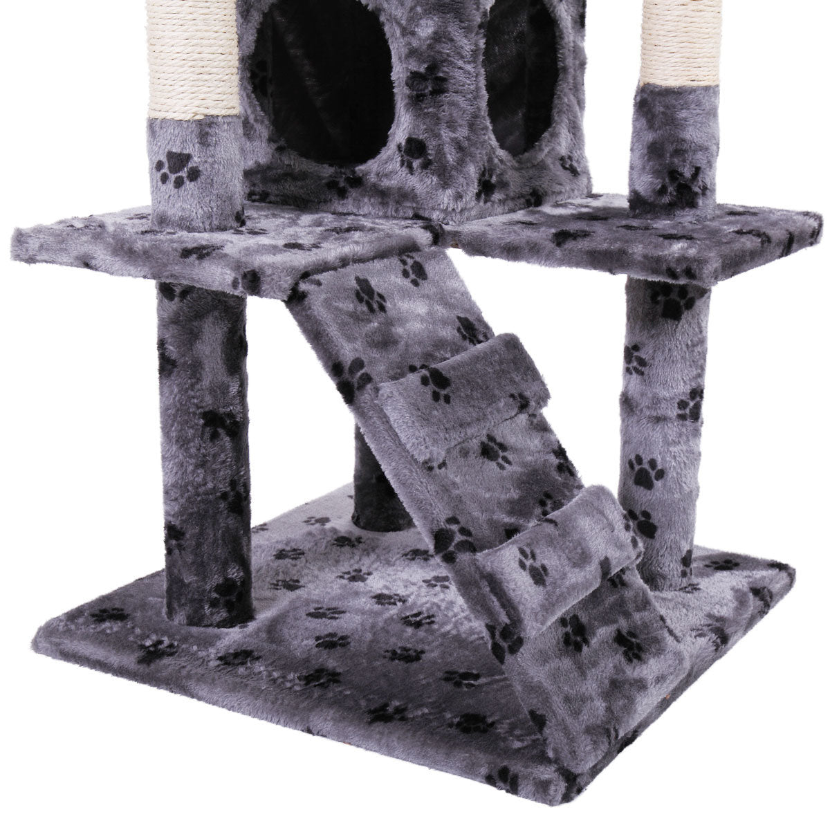 59.5 Inches Multi-Level Cat Tree Stand House Furniture Kittens Activity Tower with Scratching Posts Kitty Pet Play House (Grey)