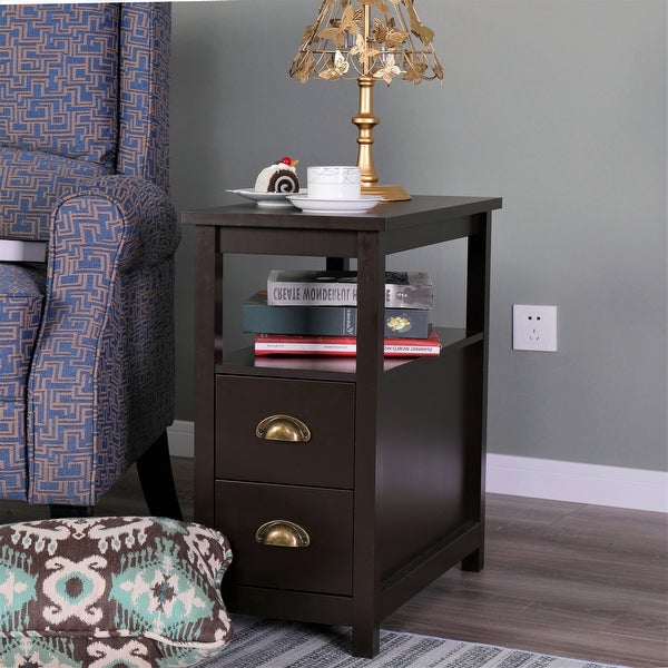 Sophia and William End Table with 2 Storage Drawers and Open Shelf