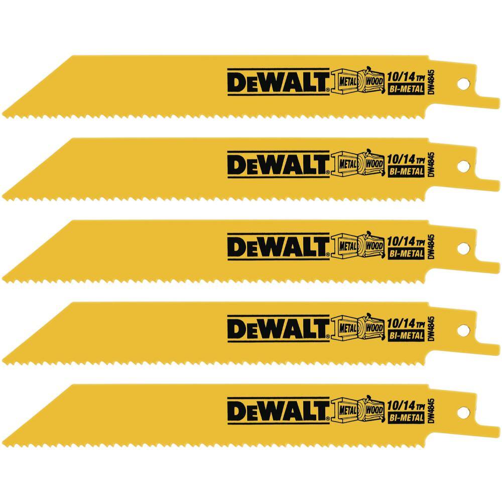 DW Oscillating Set (8-Piece) and 6 in. 1014 TPI Straight Back Bi Metal Reciprocating Saw Blade (5-Pack) DWAO14208WW4845