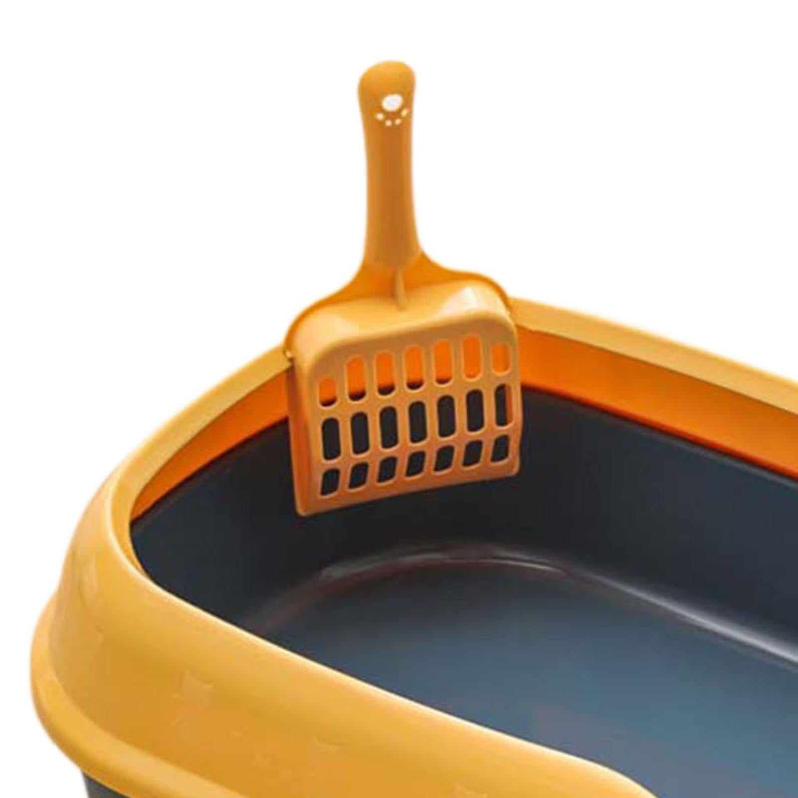 Cat Litter Box Pet Semi-Closed Pet Litter Tray to clean Detachable Rim Toilet Sand Box Container Bedpan - Blue