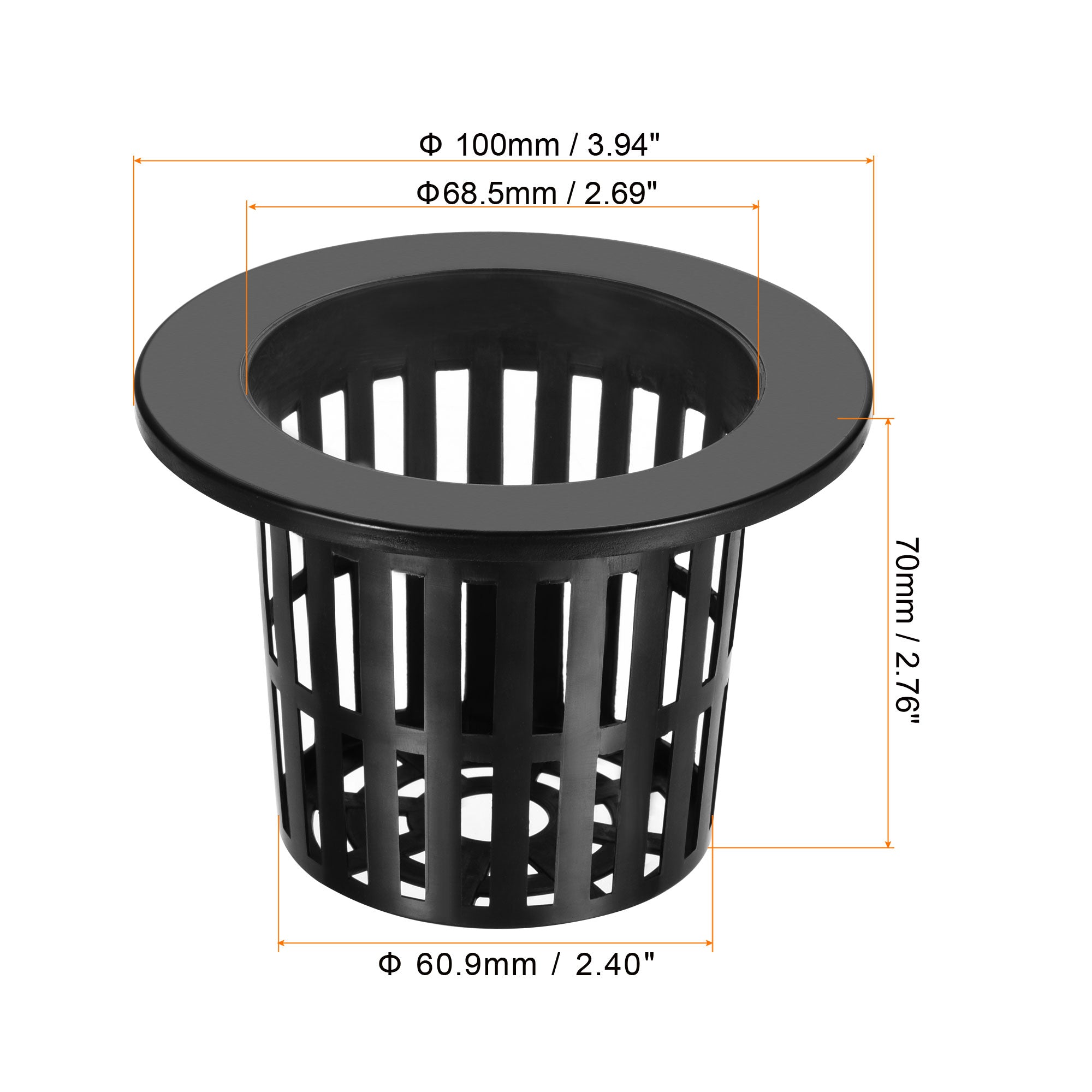 Uxcell Garden Slotted Mesh Cups Hydroponic Net Pots Plastic 4 Inch， Suitable for Planting， Black 25pcs