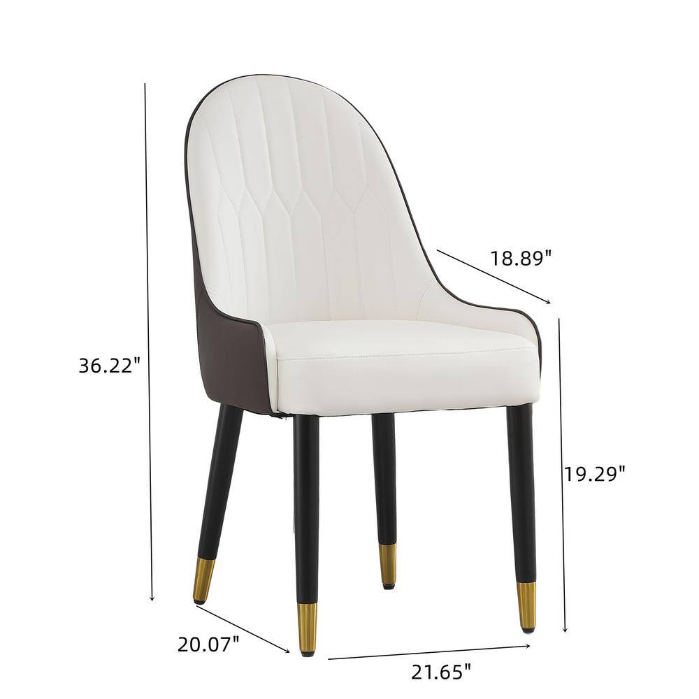 Magic Home Beige PU Leather Dining Chair with Solid Wood Metal Legs (Set of 2) CS-W50940535