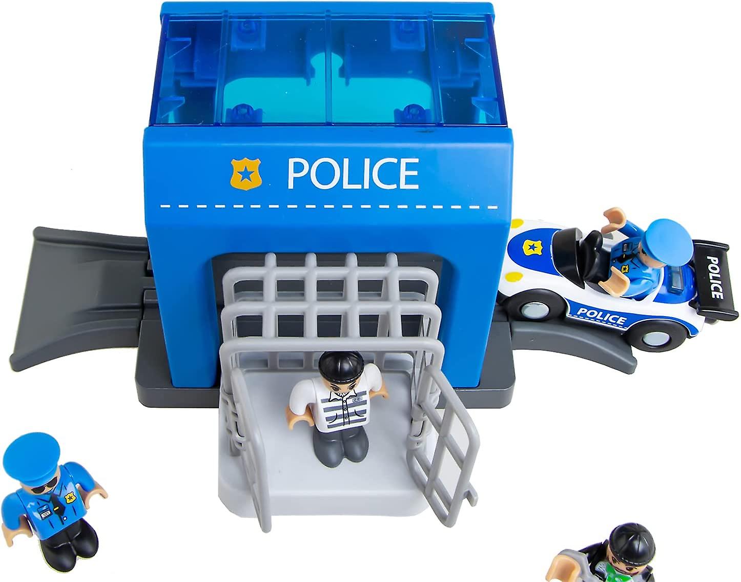 Simulation Car Wash Compatible Wooden Train Track Railway Set Toys For Kids (police Station)