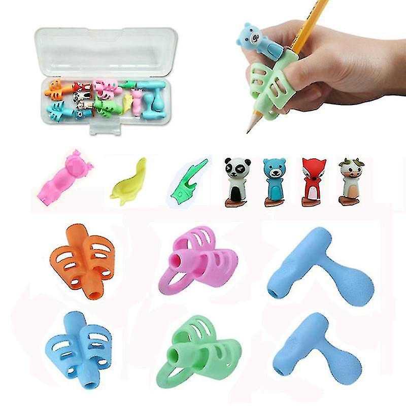 Pencil Grip Set 13 Pcs Children Pen Holder Writing Aid Grip Trainer With Storage Case