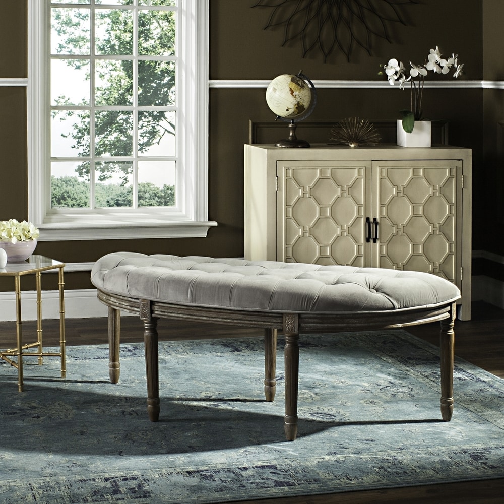 SAFAVIEH Abilene Rustic Semi Circle Grey Bench   50\