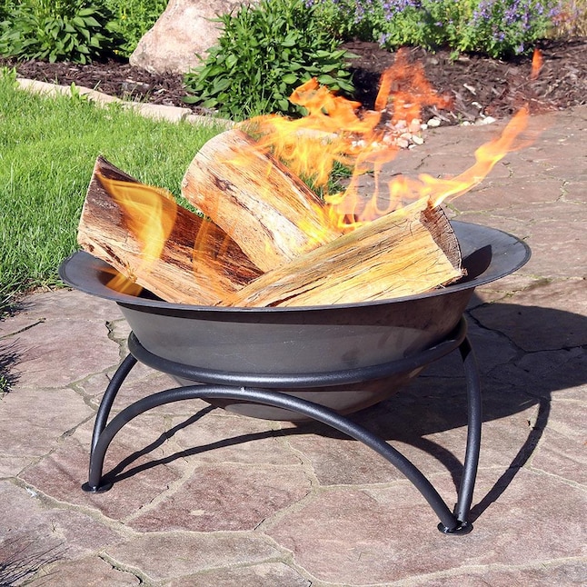 Sunnydaze Decor RCM-LG652 24-in W Grey Cast Iron Wood-Burning Fire Pit