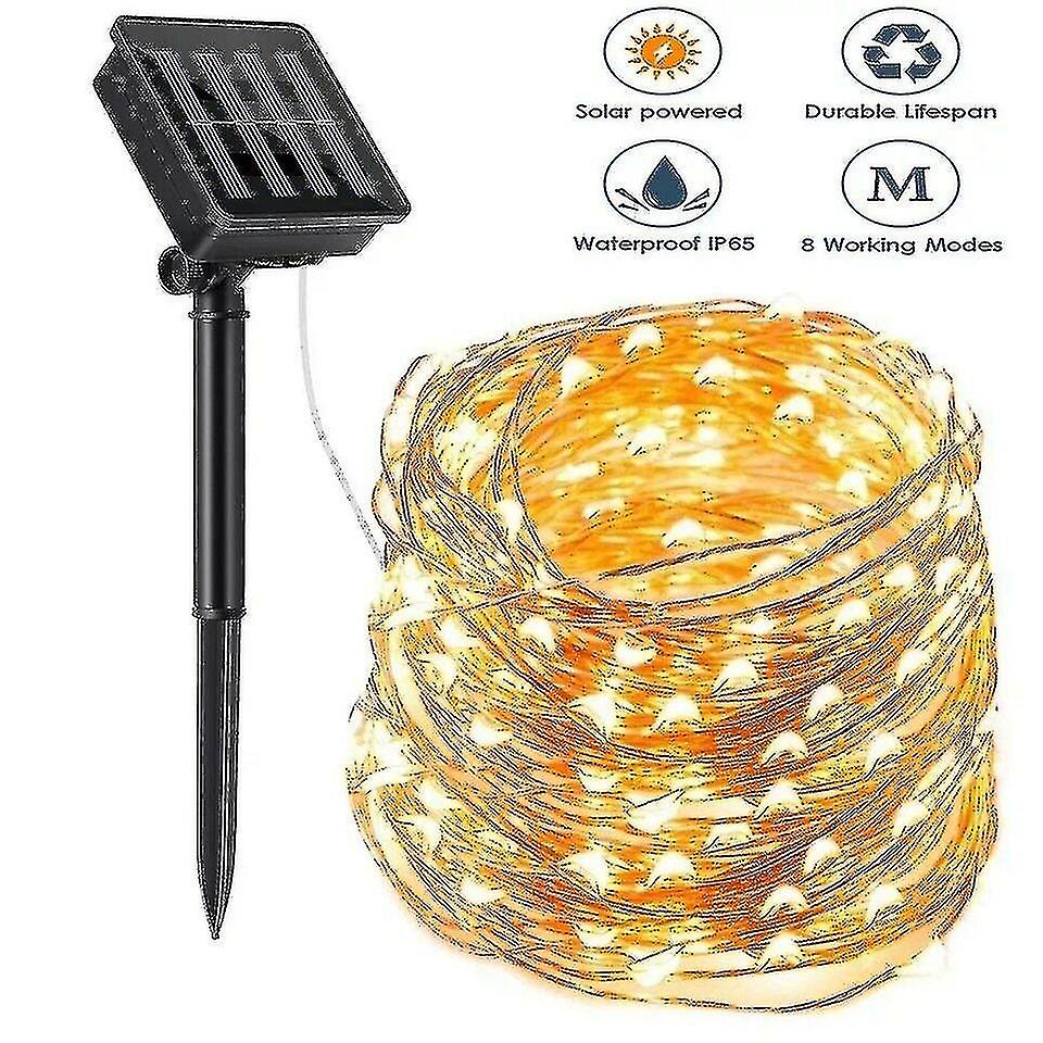 100 Led Solar Fairy String Light Copper Wire Outdoor Waterproof Garden Decor