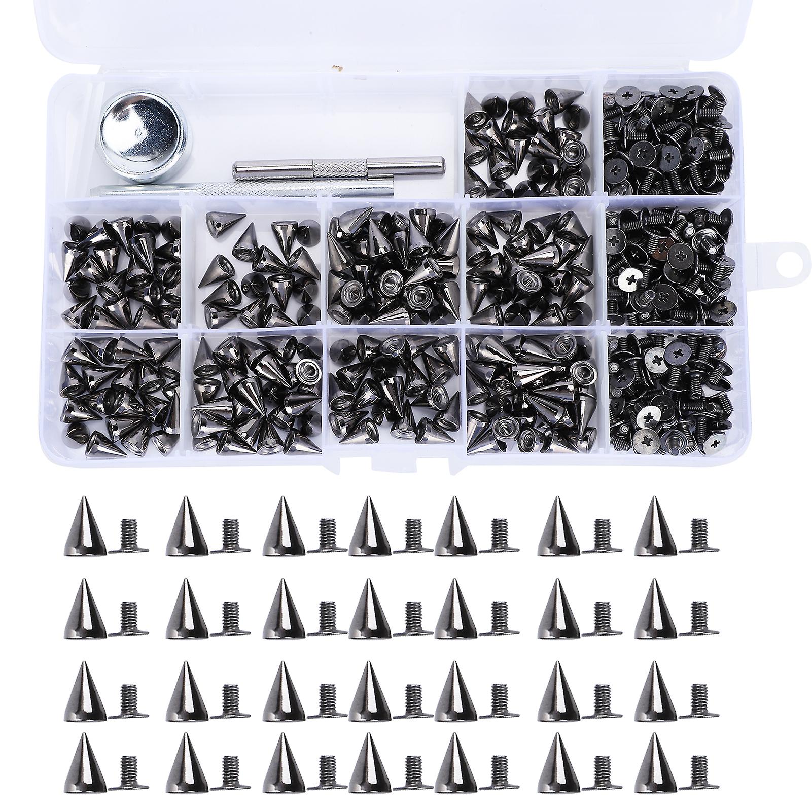 200pcs Bullet Rivet Punk Nail Snap Fastener Tool Kit Zinc Alloy Diy Leather Craft Press Studs