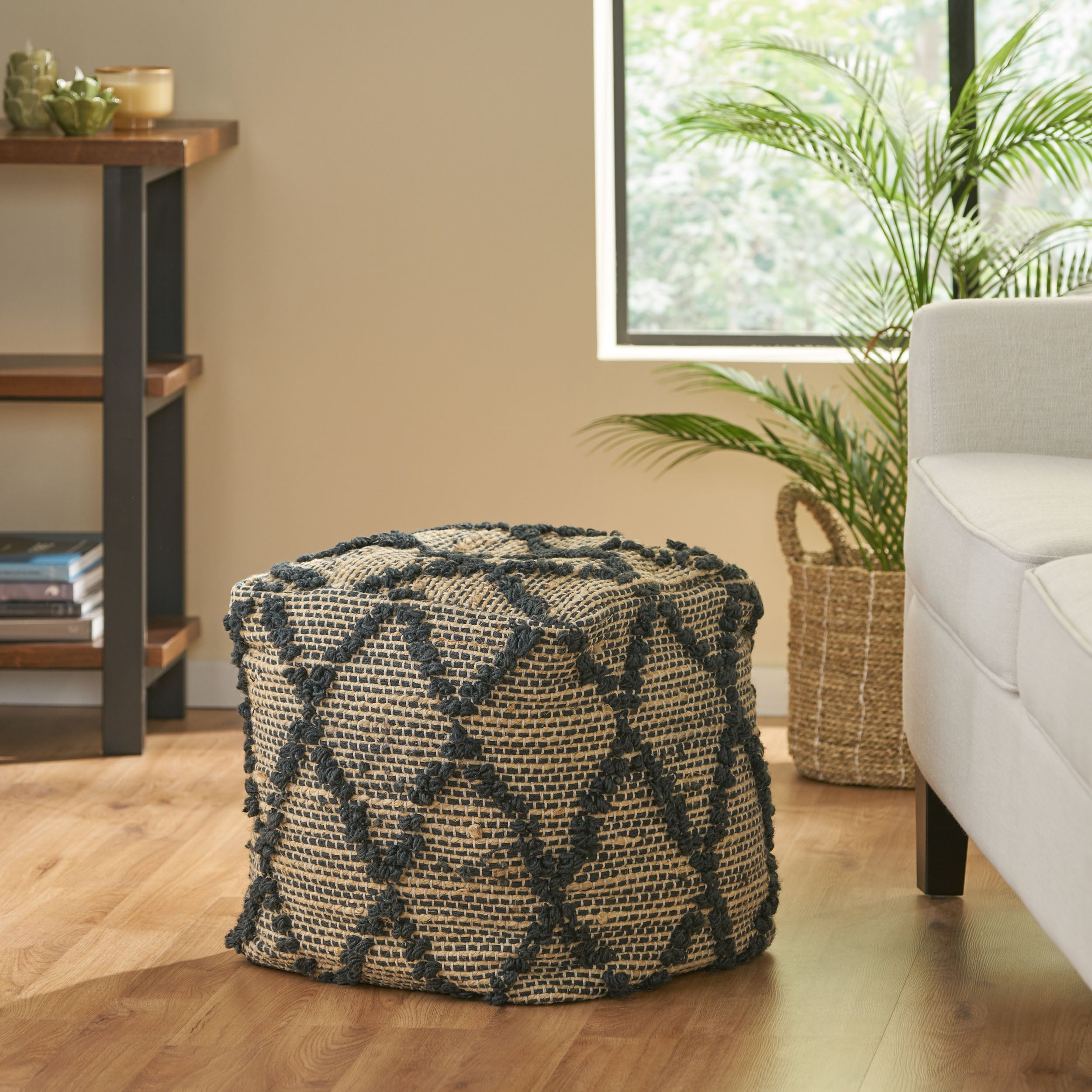 Cimarron Handcrafted Boho Fabric Cube Pouf