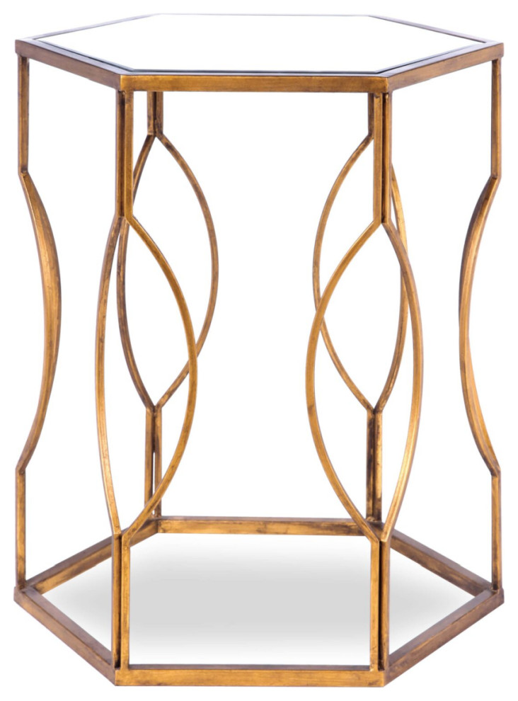 Hexagonal Antique Gold Side Table  Liang  ampEimil Tao   Contemporary   Side Tables And End Tables   by Oroa   Distinctive Furniture  Houzz