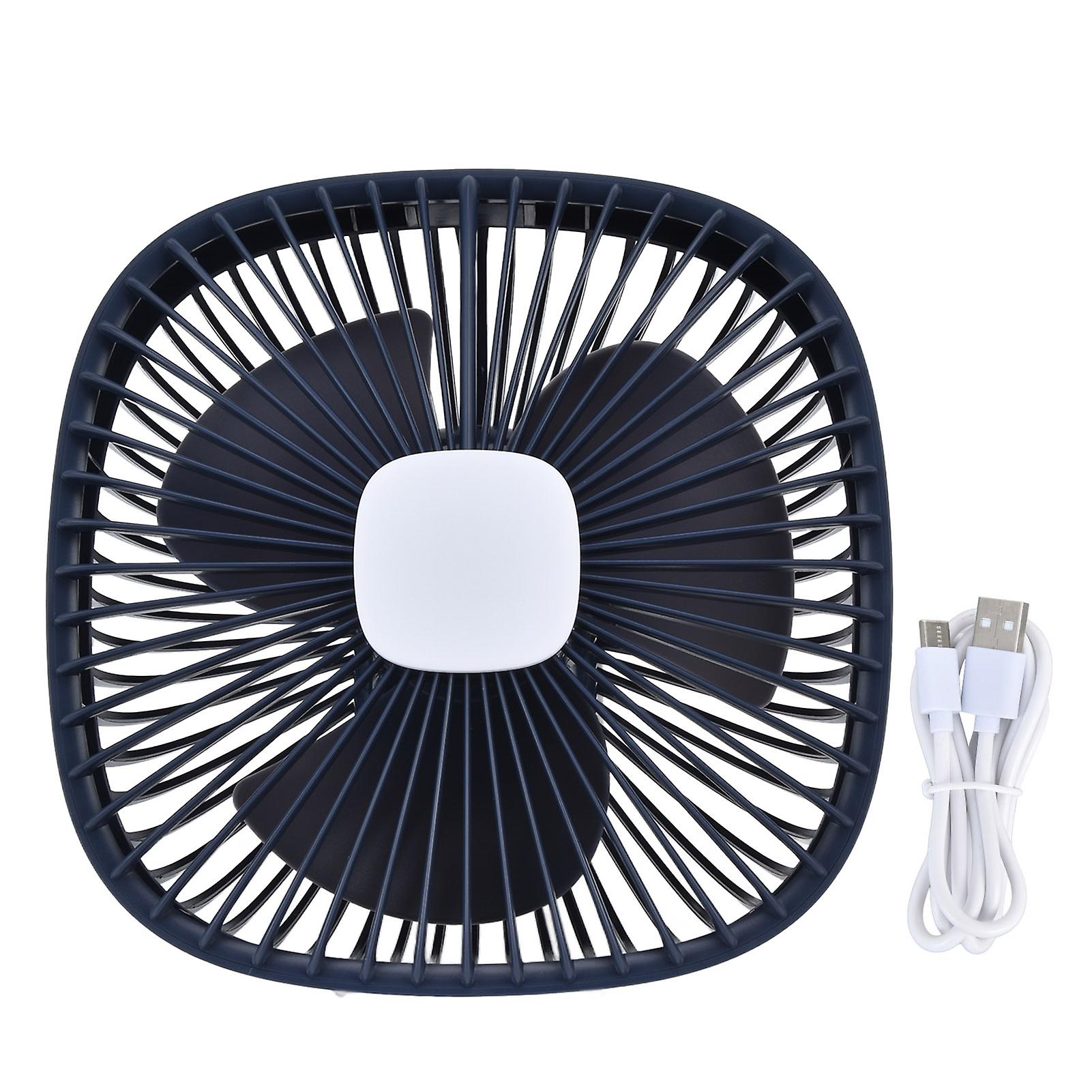 Small Fan 4 Levels Wind Speeds 3 Level Brightness USB Charging Quiet Camping Tent Fan Portable Fan with HooksBlue