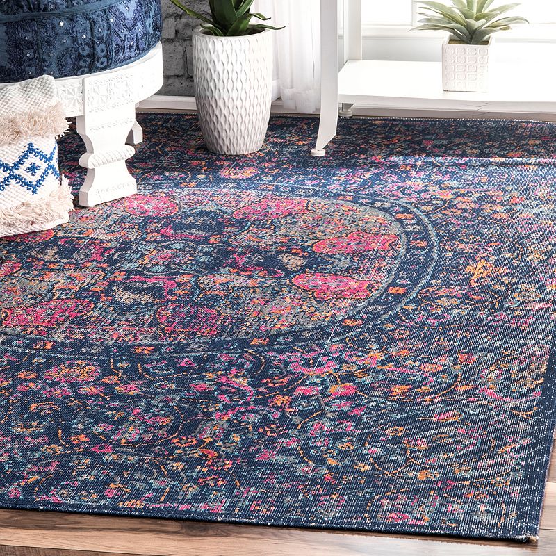 nuLOOM Stone Washed Mandala Celina Floral Rug