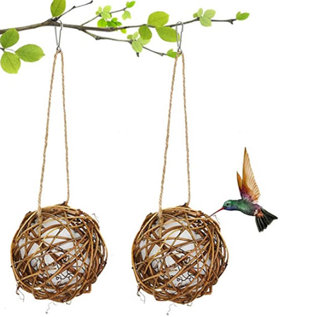 3Pieces Hummingbird Nesters Rattan Balls Pet Bird Nesting House Garden