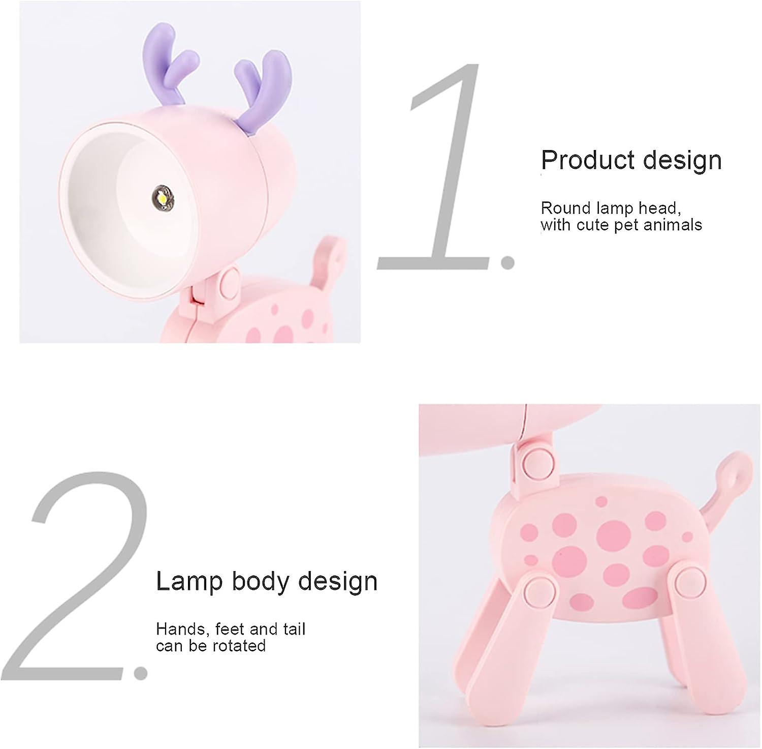 6 Pcs Mini Led Desk Lamp Cute Small Phone Holder，deer Shape Night Light Adjustable Phone Stand，portable Reading Table Night Lamp For Kids Students (6