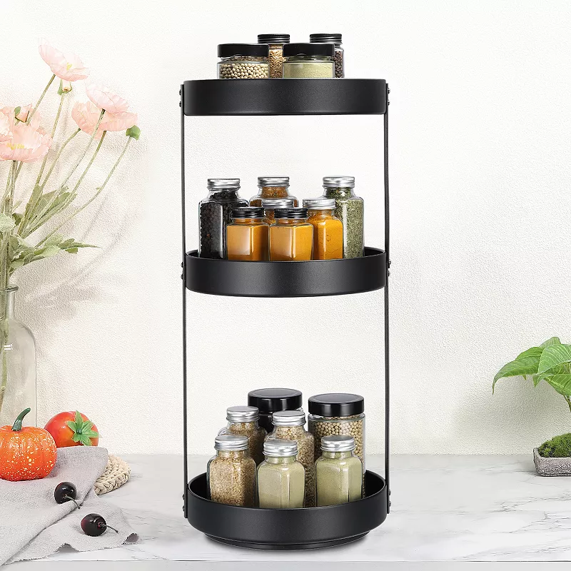 3 Tier Lazy Susan Organizer Rotating Spice Rack Turntable for Kitchen Cabinet