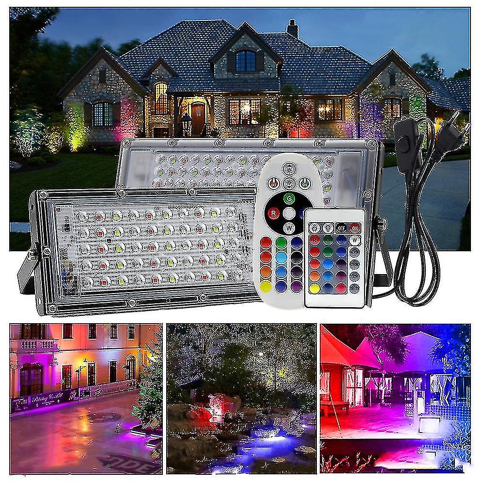 Led Rgb Spotlight 50w 100w 150w Ip65 Outdoor Floodlight Ac220v Rgb Feflector Projector Lamp With Color Remote Controller