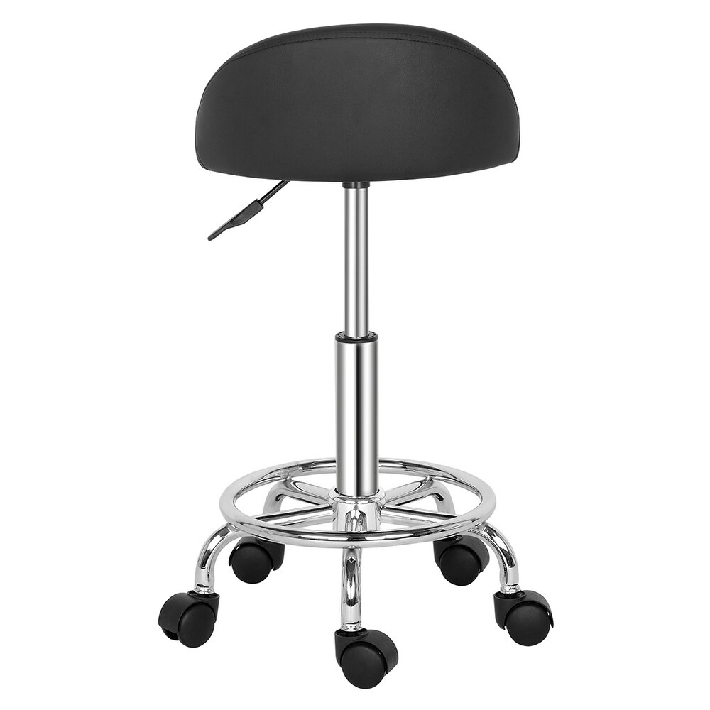 Semi PU leather Technician's Stool  Round Stool with Small Backrest