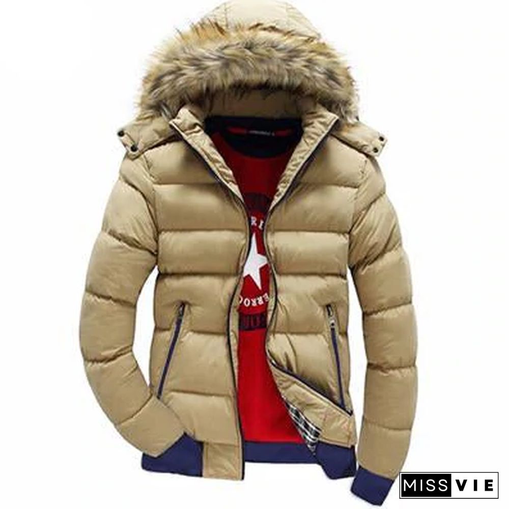 Men's Winter Jackets Thick Hooded Fur Collar Parka Men Coats Casual Padded Mens Jackets