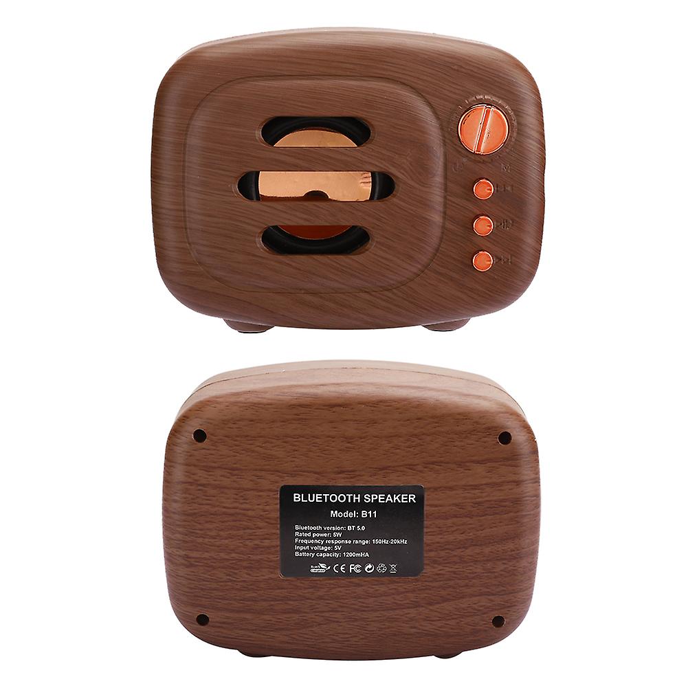 B11 Portable Mini Wireless Bluetooth Bt 5.0 Stereo Speaker Support For Memory Cardwood Grain