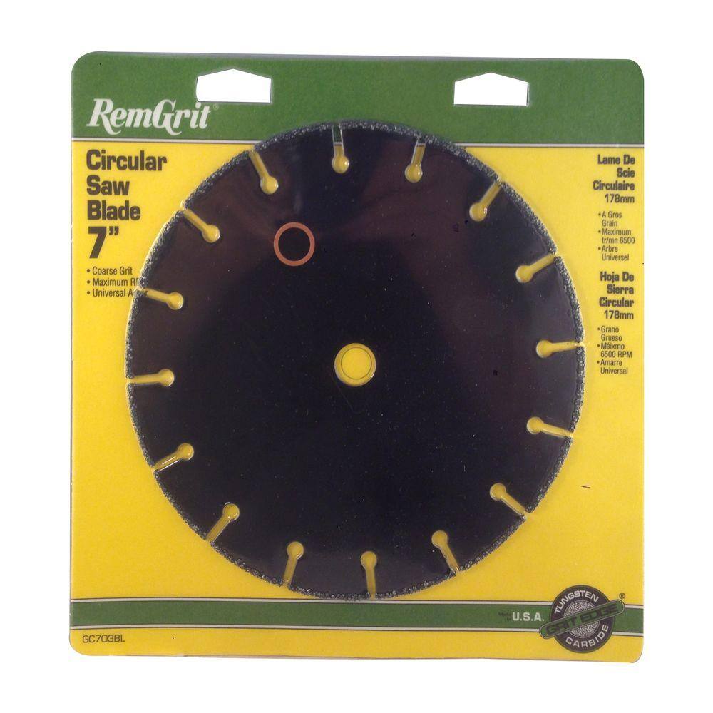 RemGrit 7 in. Coarse Grit Carbide Grit Circular Saw Blade GC703