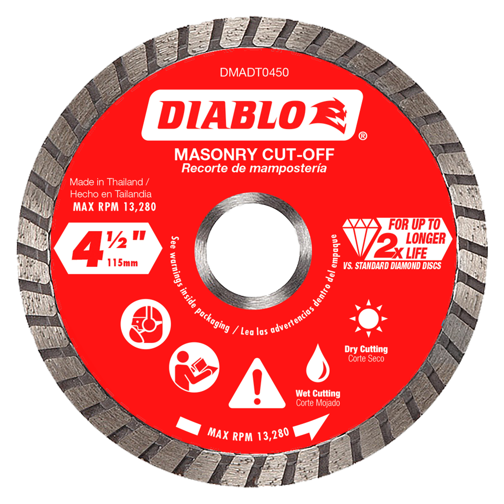 Diablo 4 1/2 Diamond Turbo Cut Off Discs Masonry ;