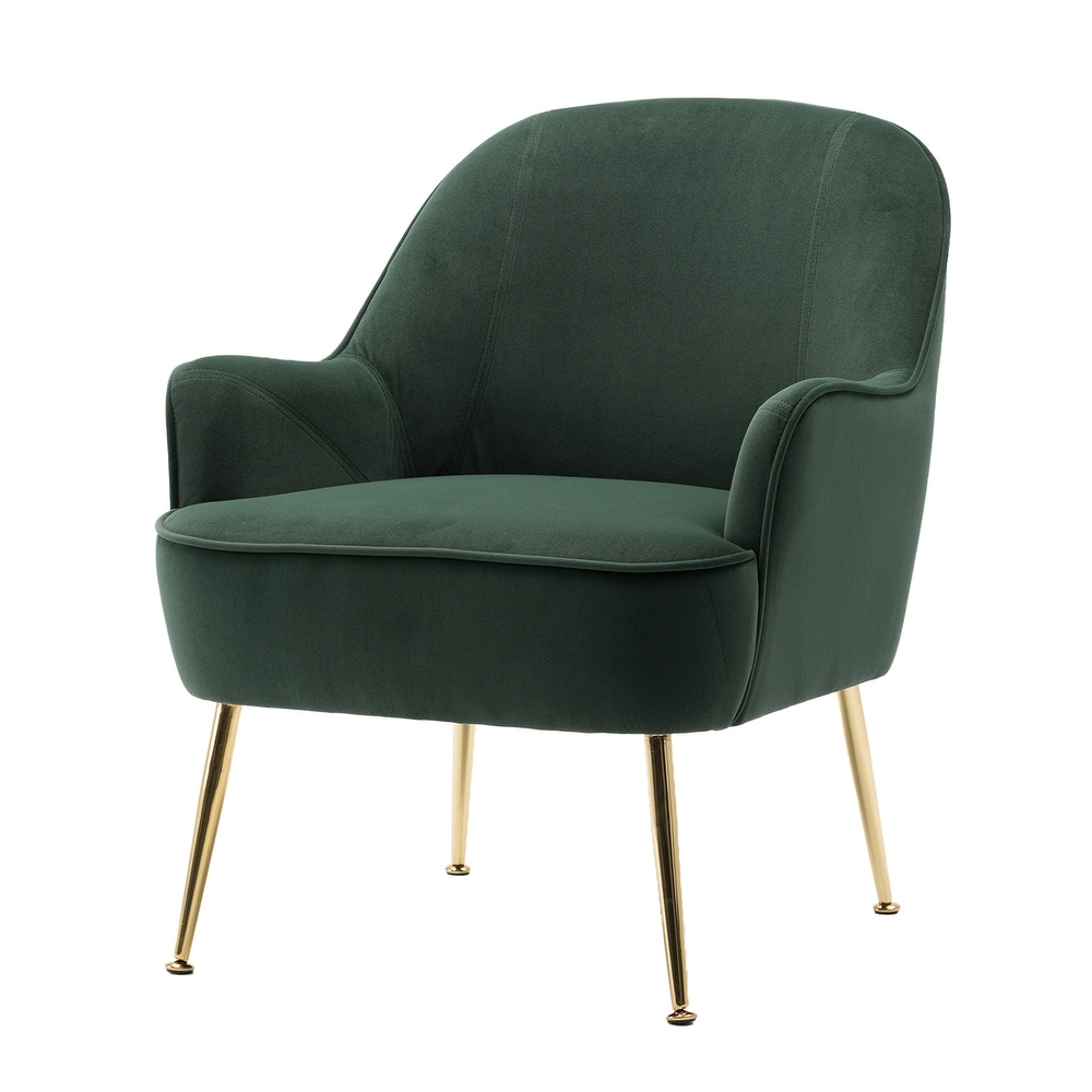 Soft Velvet Accent Chair With Gold Legs And Adjustable Feet Screws