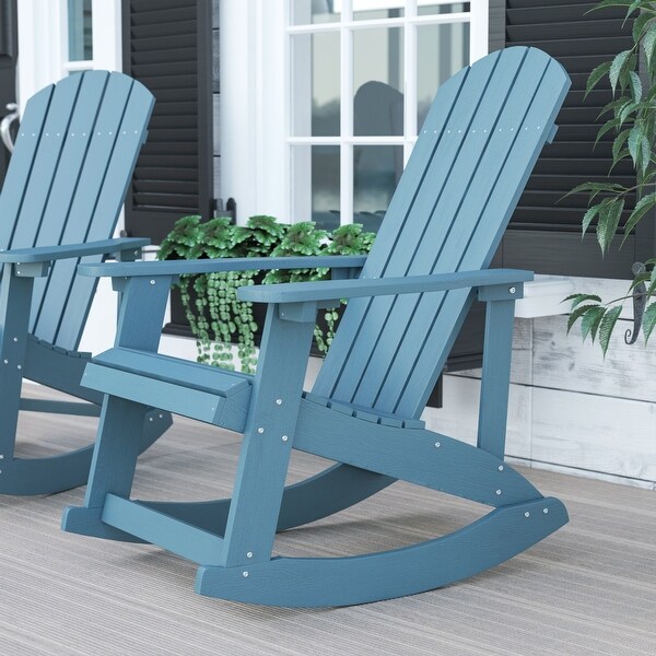 Adirondack Style Poly Resin Wood Rocking Chair for Indoor/Outdoor Use