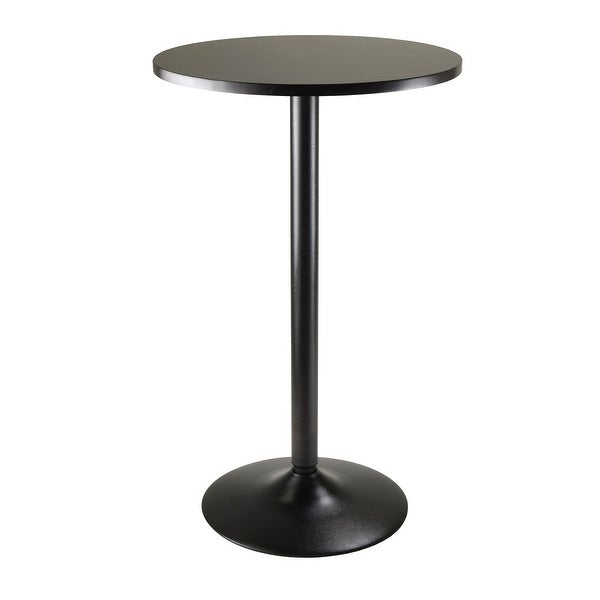 Wood Obsidian 3-Pc Pub Set， Round Table and 2 Round Seat Bar Stools