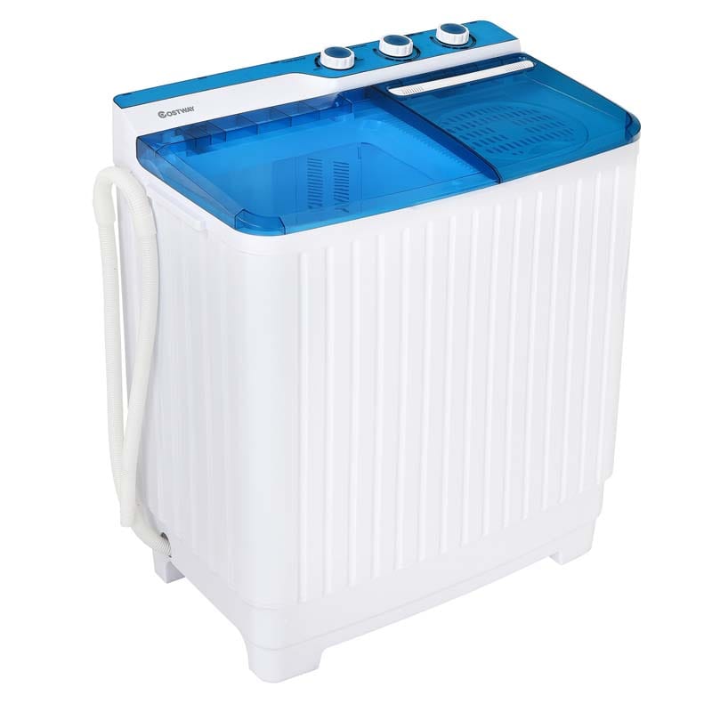 28.5 LBS Portable Washing Machine Built-in Drain Pump, 2-in-1 Twin Tub Top Load Washer Dryer Combo for RV Dorm