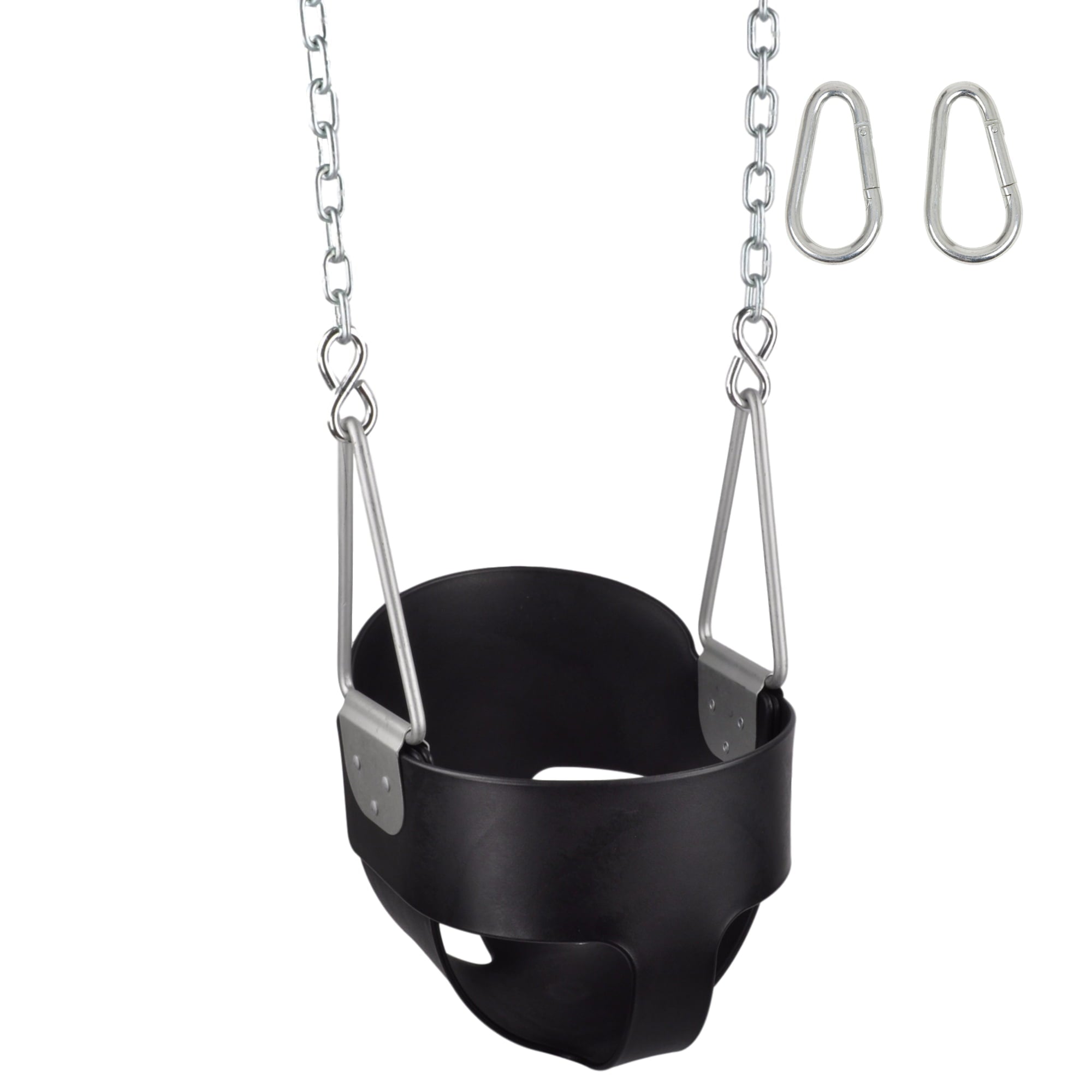 Swing Set Stuff Inc. Highback Full Bucket with Chains and Hooks (Black)