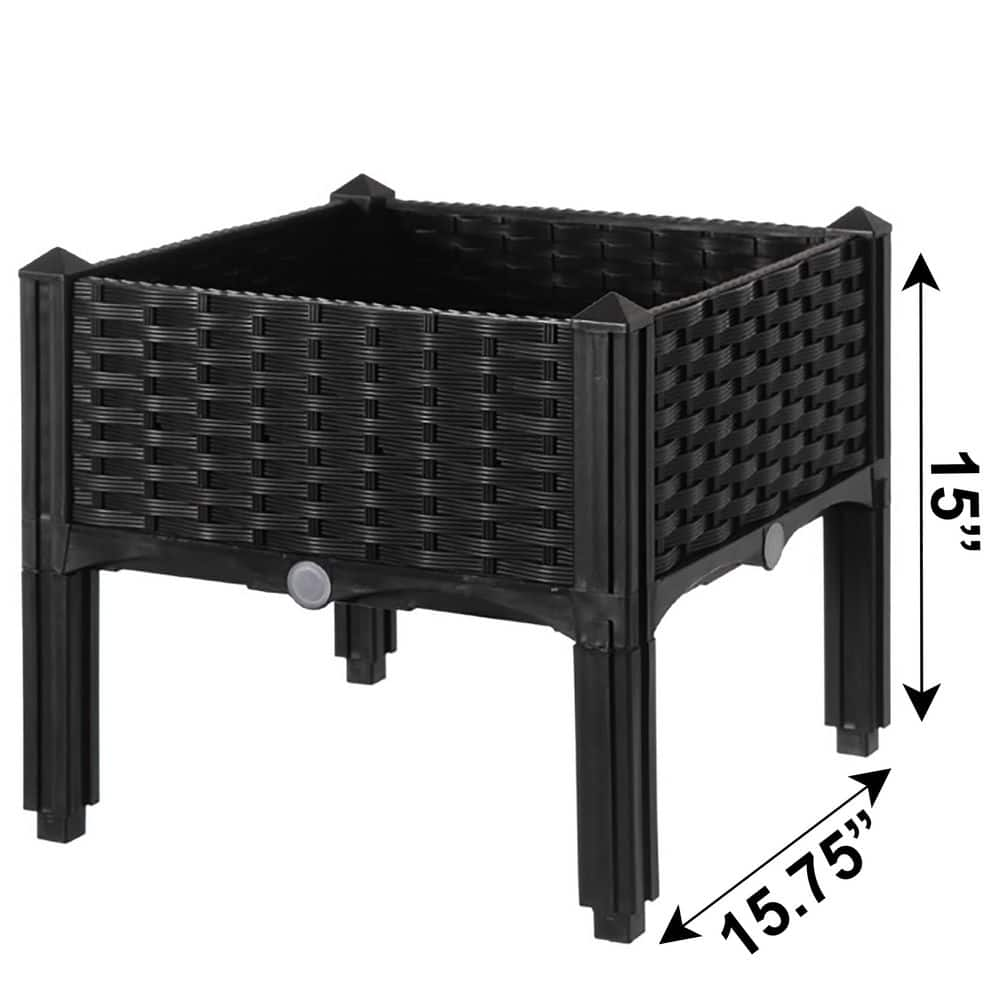 Gardenised Rattan Raised Garden Bed Flower Planter QI003892.WL