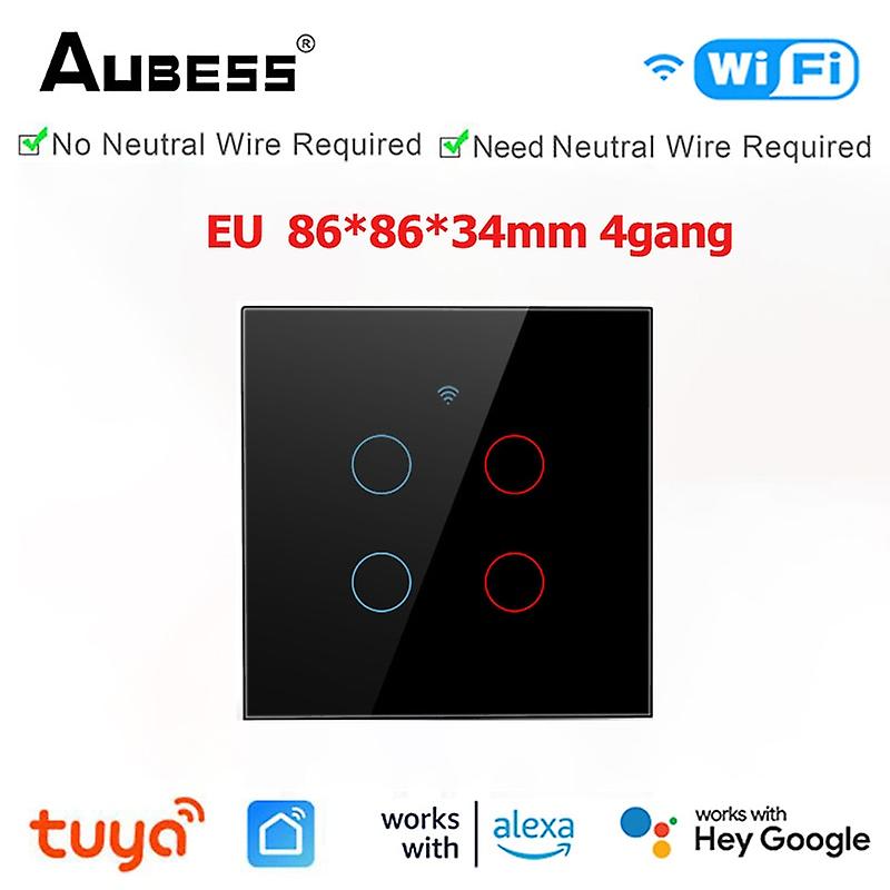 Tuya Wifi Smart Light Switch Touch Us Eu Glass Touch Panel Smart Life App Control