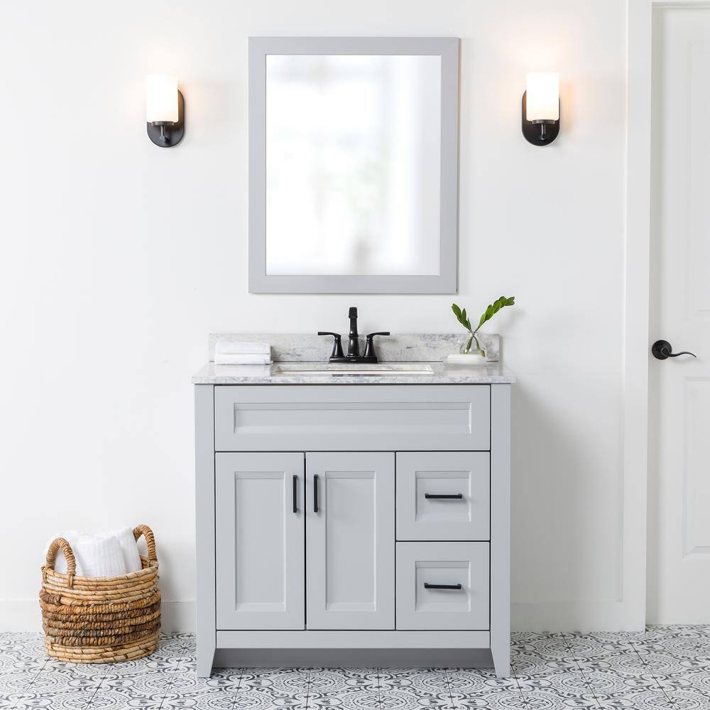 Home Decorators Collection Ridge 36 in. W x 21.6 in. D x 34 in. H Bath Vanity Cabinet without Top in Pearl Gray RG36-PG