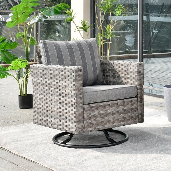 OVIOS Swivel Rocking Wicker Chair