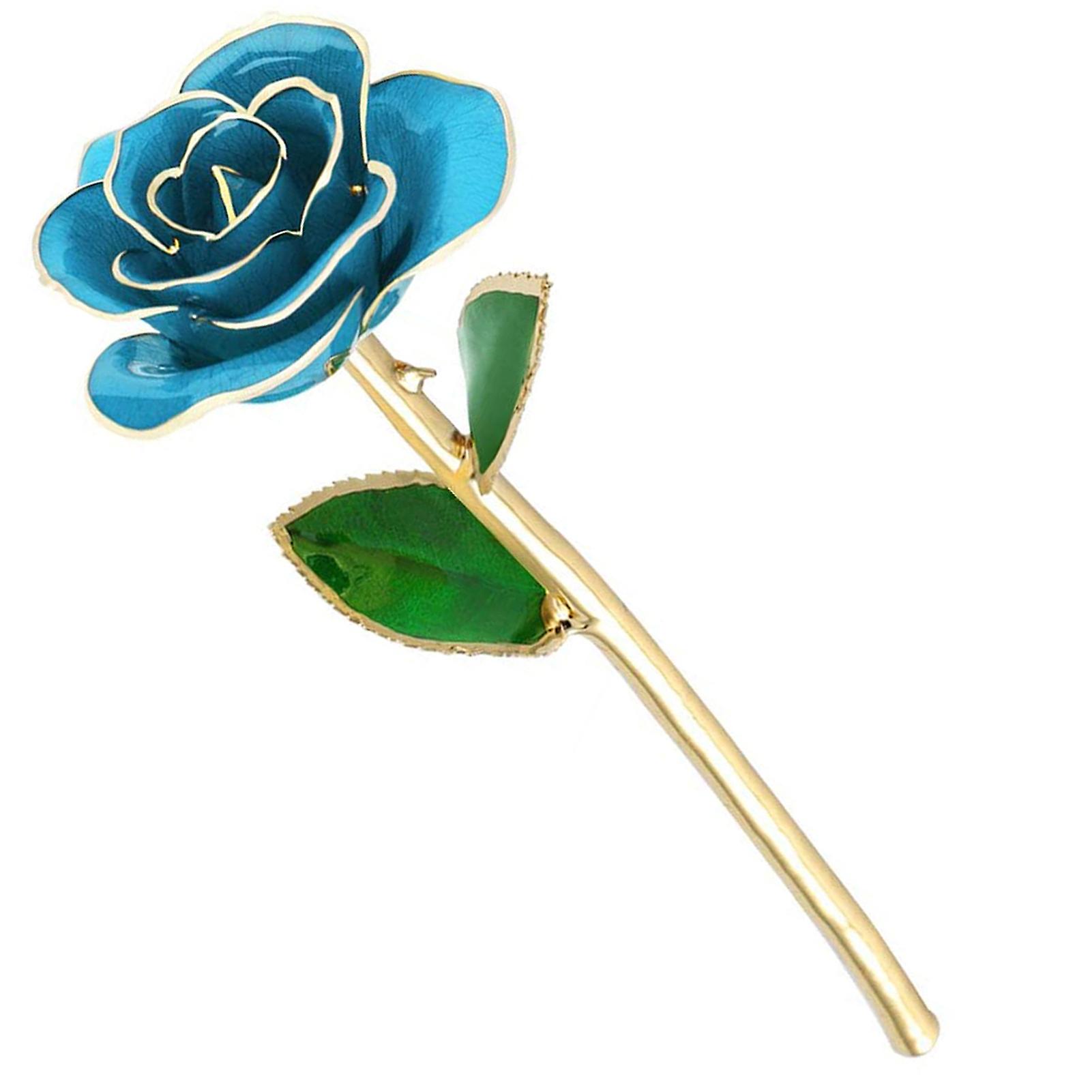 24k Goldplated Rose Flower Sky Blue For Valentine's Day Decorations Ornaments Crafts