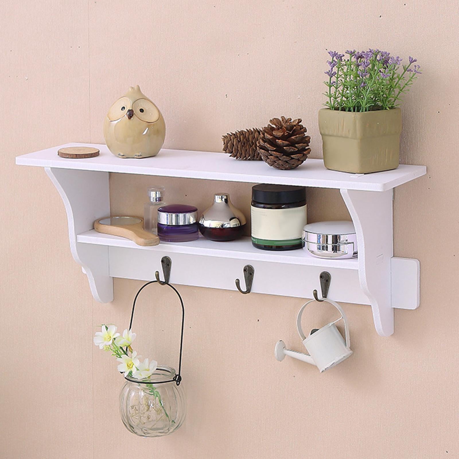 Wall Hooks with Shelf Coat Hooks Coat Rack Hanging Shelf for Home Bathroom Decor