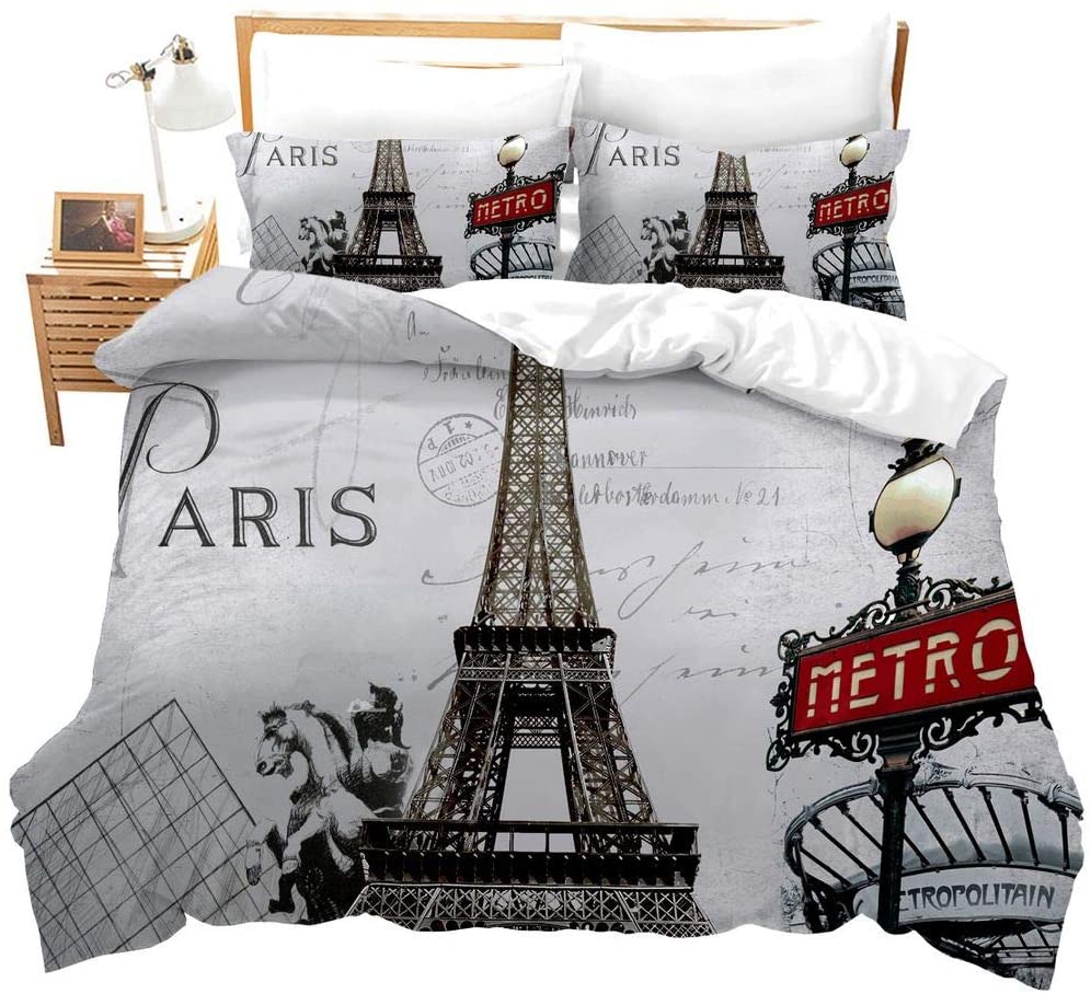 Duvet Cover Set Soft London Themed Comforter Cover Set 3 Pieces