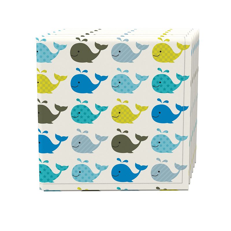 Napkin Set of 4， 100% Cotton， 20x20， Happy Whales