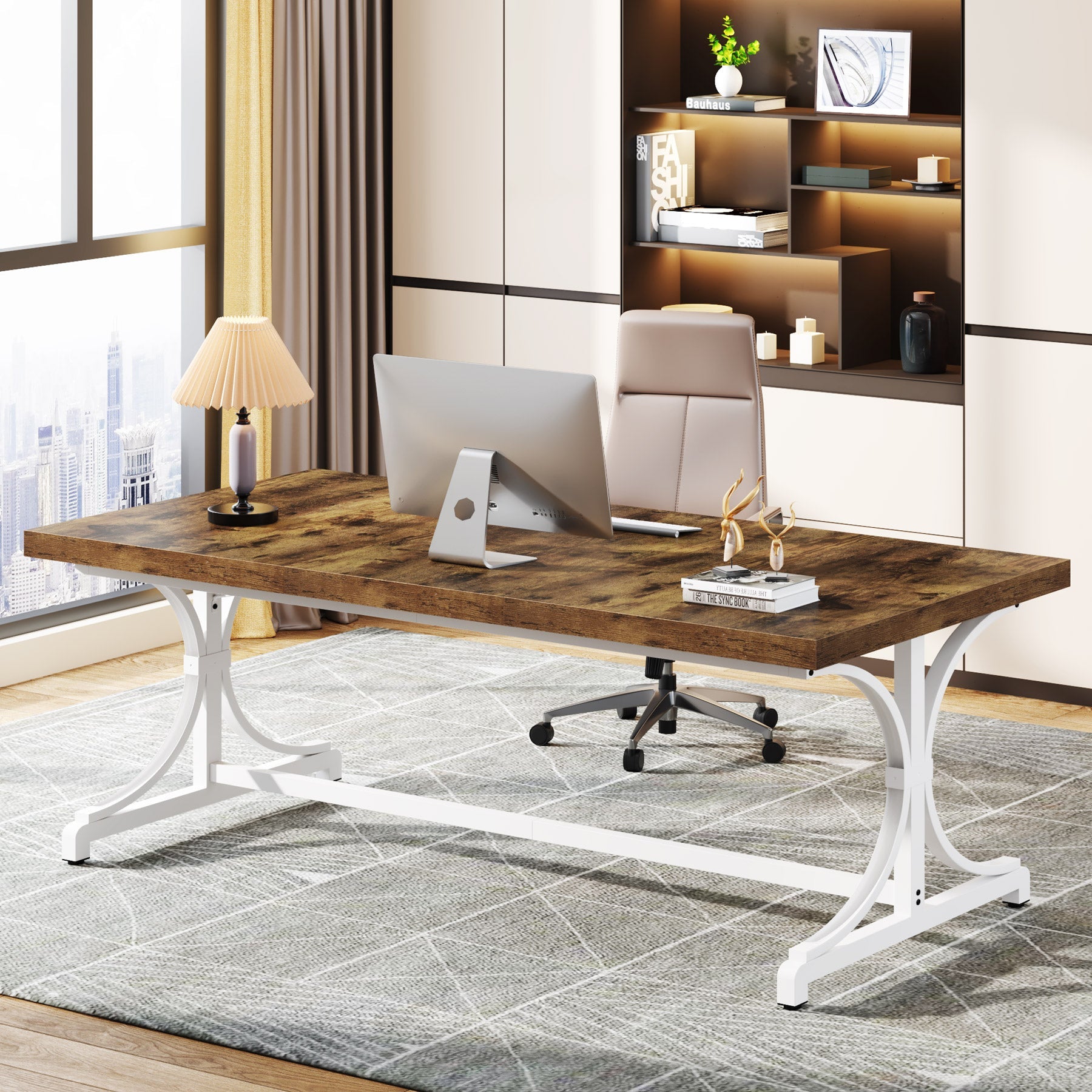 62.4-Inch Executive Desk, Rectangle Conference Table for 4-6 People