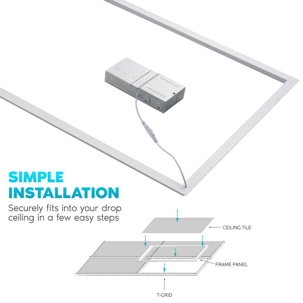 LUXRITE 2 x 2 ft. 250037505000 Lumens Integrated LED Panel Lights 20-Watt30-Watt40-Watt 3 Color Selectable Damp Rated 1-Pack LR24185-1PK