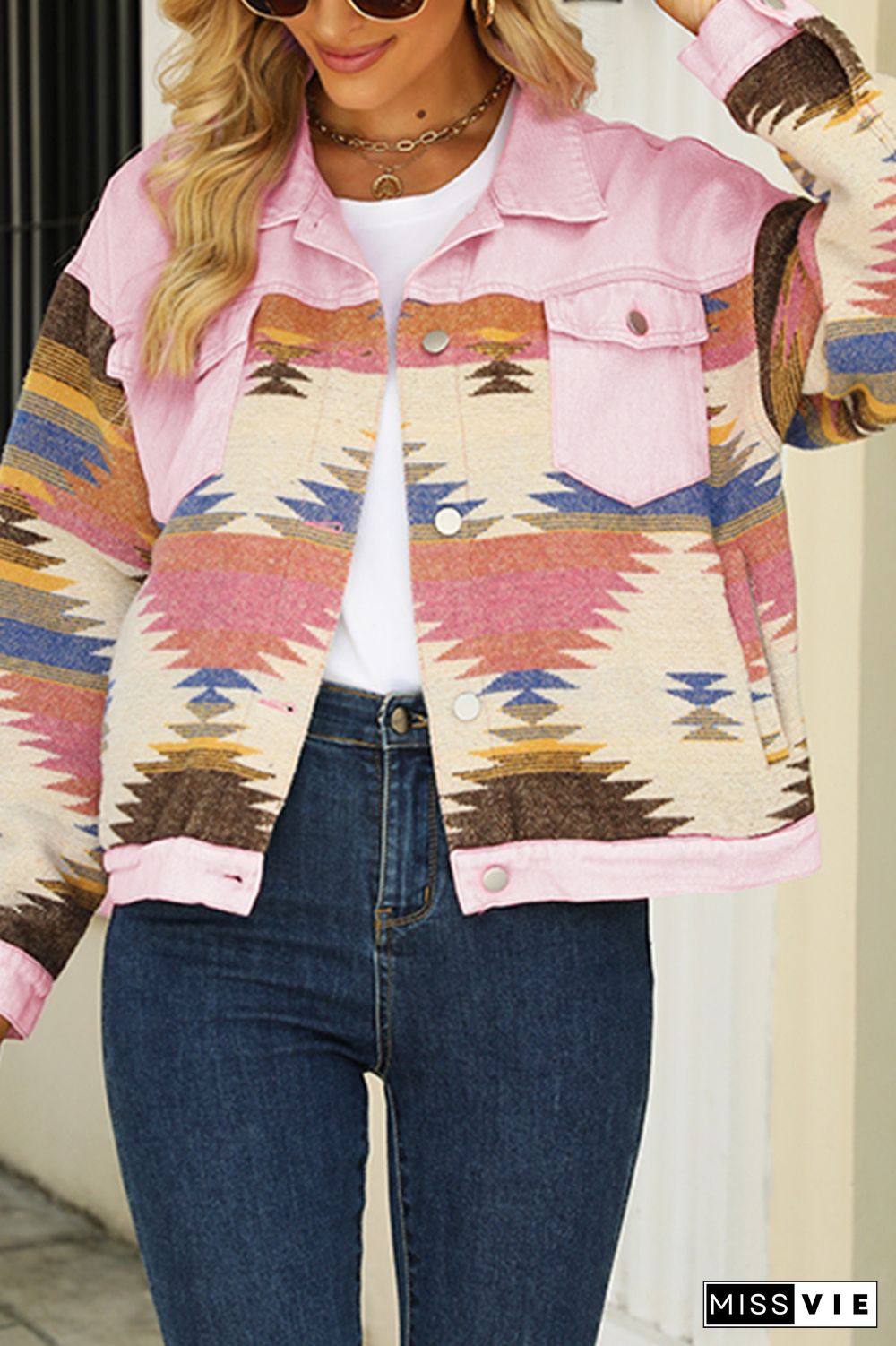 Aztec Patchwork Denim Jacket