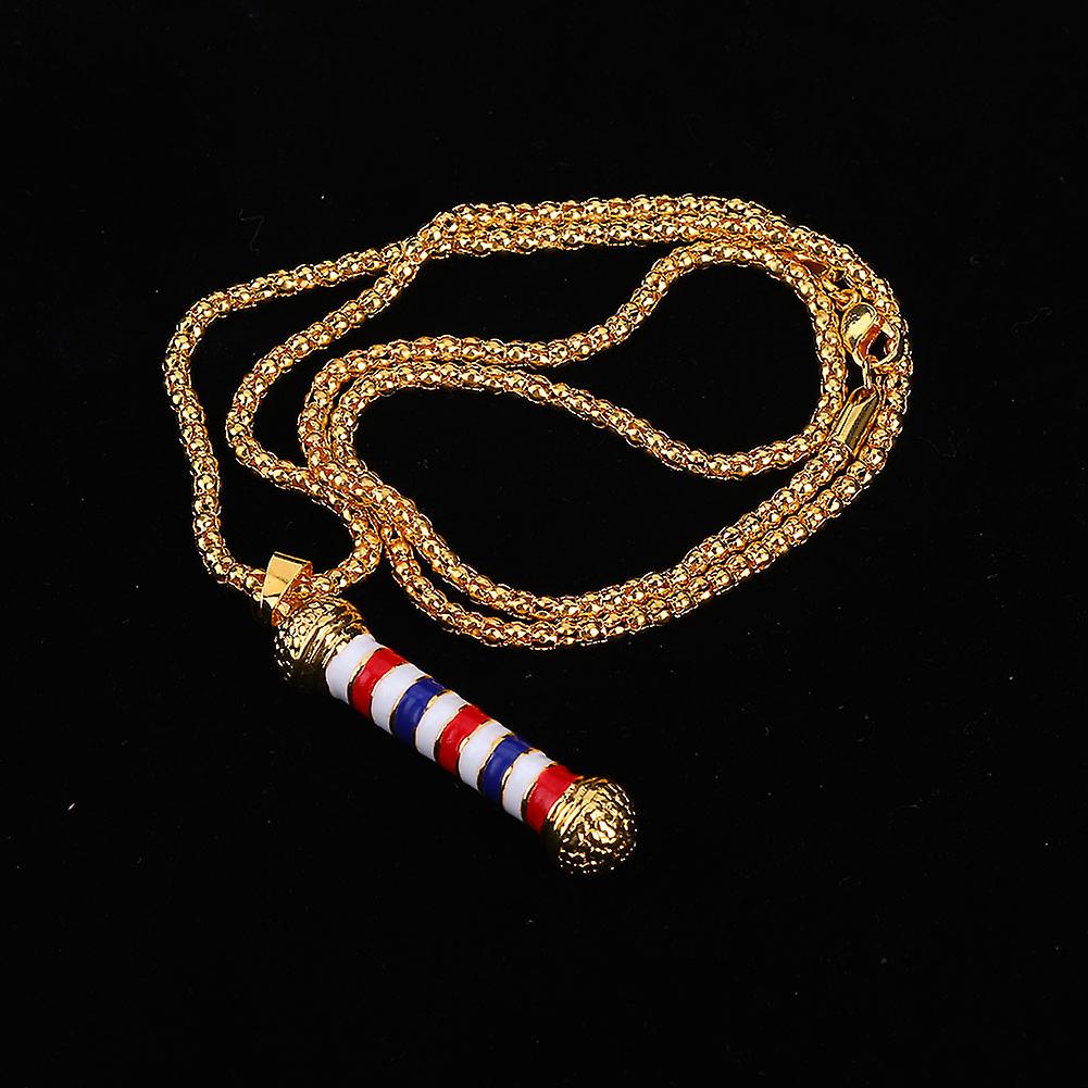 Barber Shop Turn Light Lamp Pendant Necklace Special Unique Accessory Gold