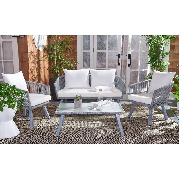 Belmi 4 Piece Rope Patio Outdoor Living Set Safavieh