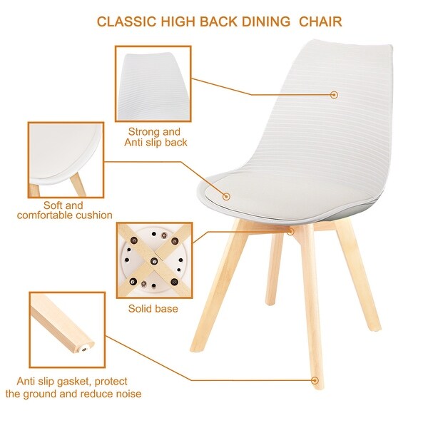 4 Pcs Dining Chairs， Armless Kitchen Chairs Side Chair with Wood Legs